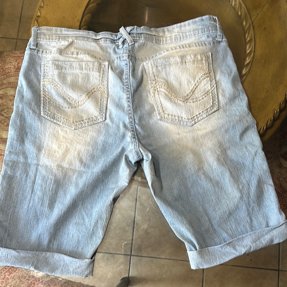 Light Blue Distressed Denim Shorts